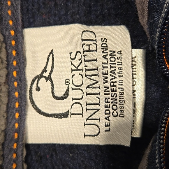 DUCKS UNLIMITED FLEECE 1/4 ZIP SHERPA COLLAR PULLOVER. BLUE. SIZE X-LARGE. - Picture 3 of 11